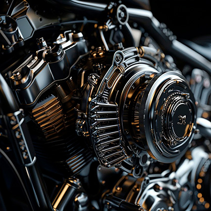 Industrial engine rendered with vray